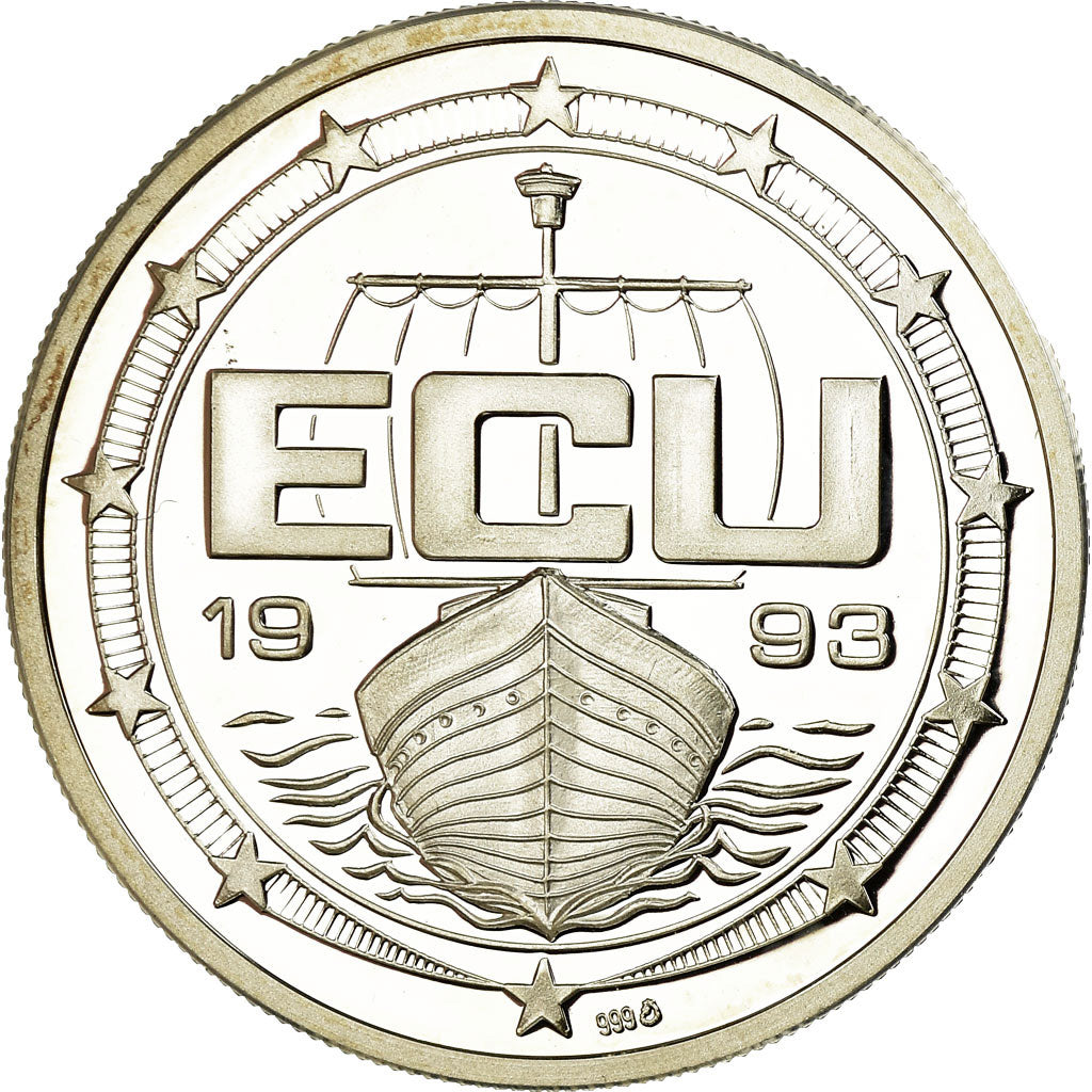 Denmark, Medal, Ecu, Copenhague, 1993, MS(64), Silver