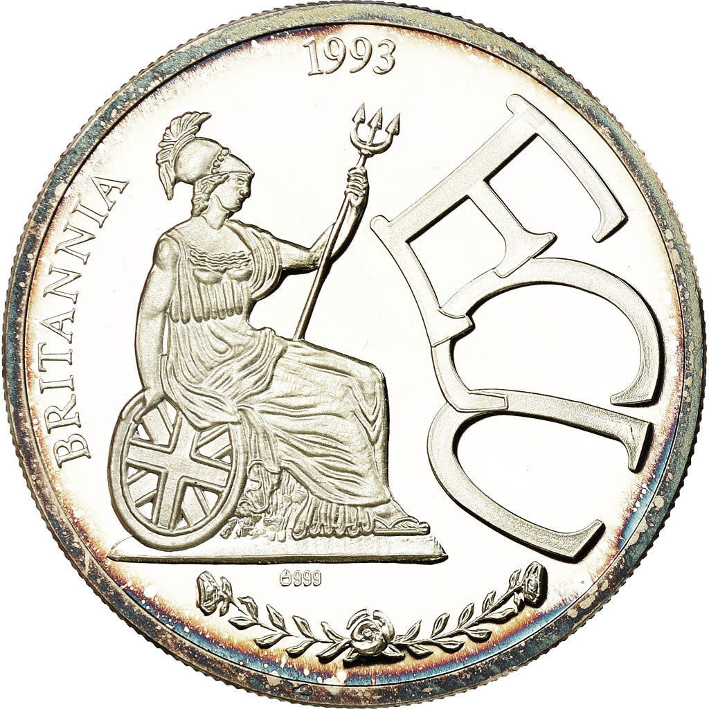 United Kingdom , Medal, Ecu, 1993, MS(64), Silver