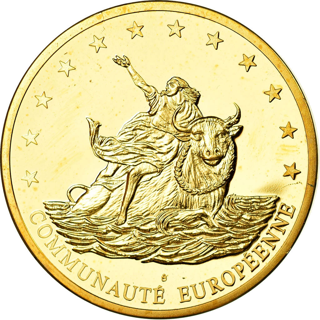 França, Medal, Communauté Européenne, 1995, MS(63), Cobre Dourado