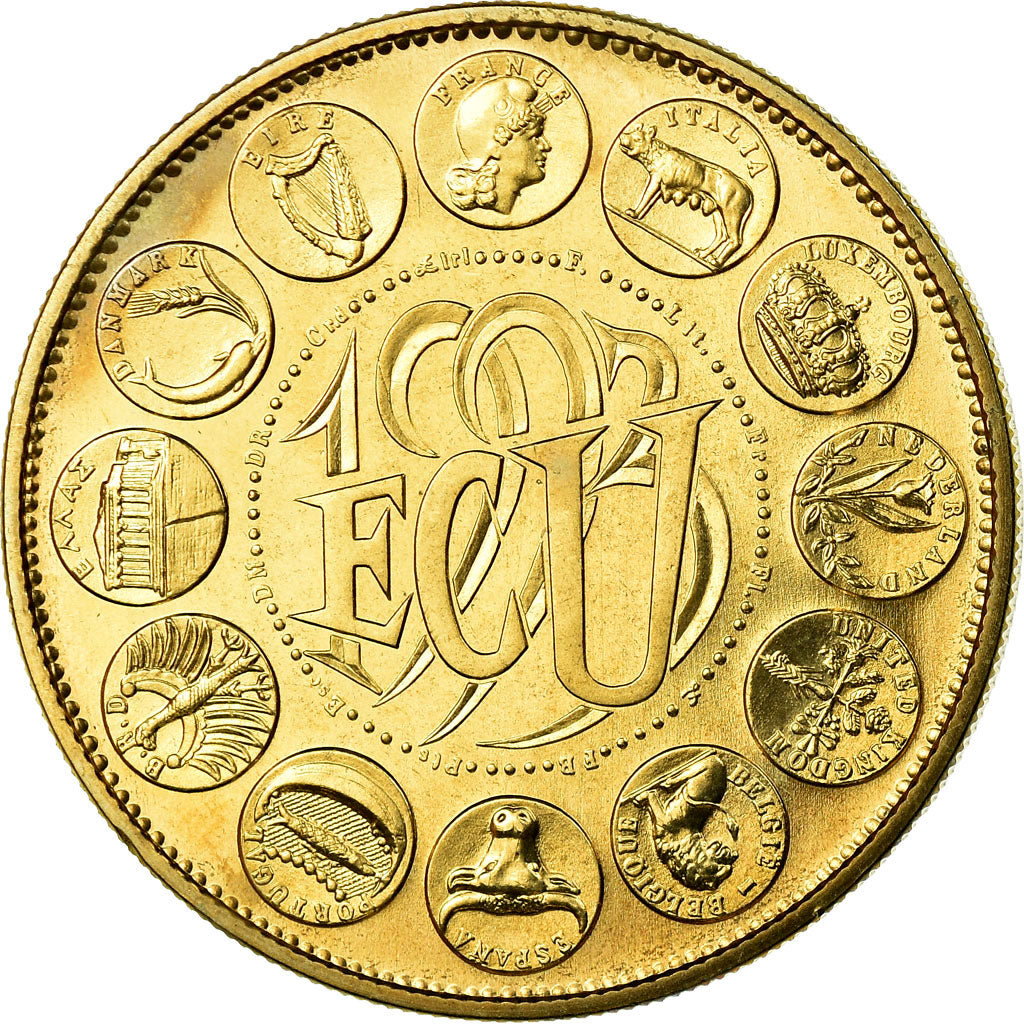 Frankrijk, Medaille, Ecu Europa, Marianne, 1993, Rodier, FDC, Copper-Nickel Gilt
