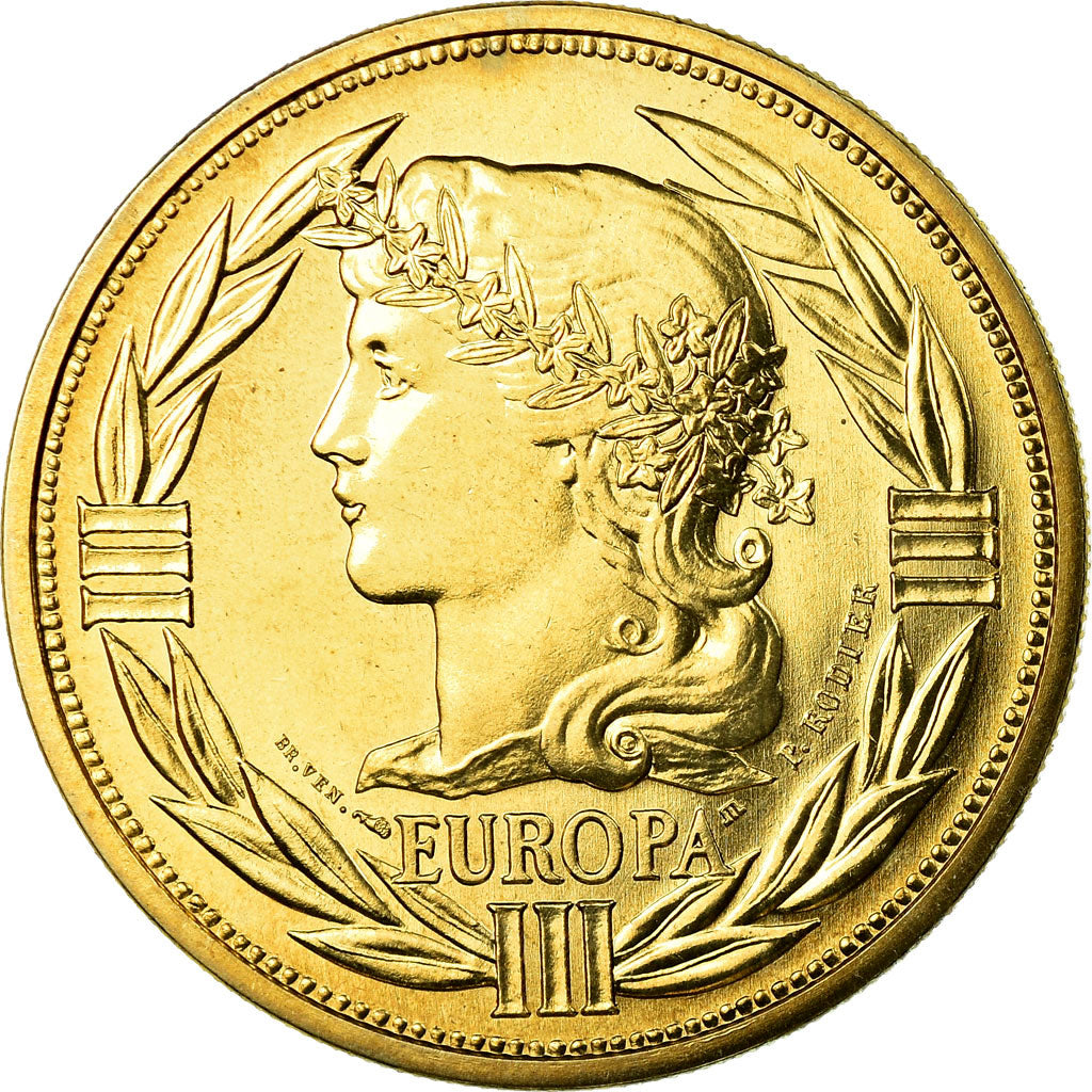 Frankrijk, Medaille, Ecu Europa, Marianne, 1993, Rodier, FDC, Copper-Nickel Gilt