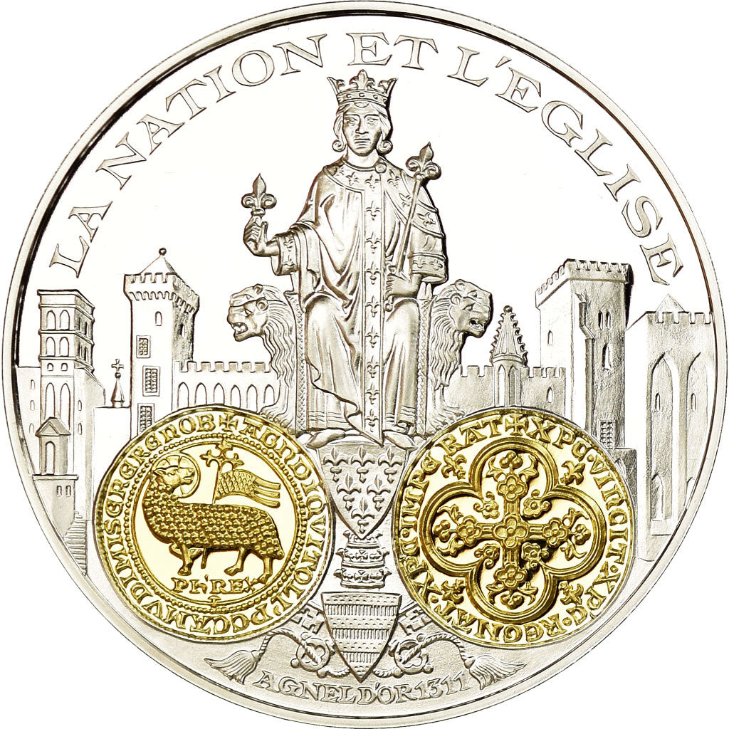 France, Medal, 2000 Ans d'Histoire Monétaire, Agnel d'Or, MS(65-70), Silver
