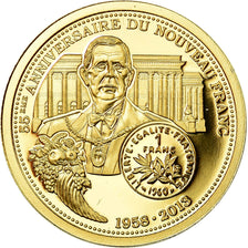 France, Medal, 55ème anniversaire du Nouveau Franc, FDC, Or