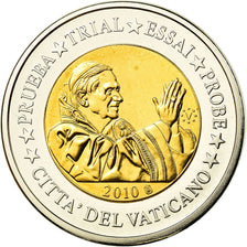 Vaticano, medalla, 2 E, Essai-Trial Benoit XVI, 2010, FDC, Bimetálico