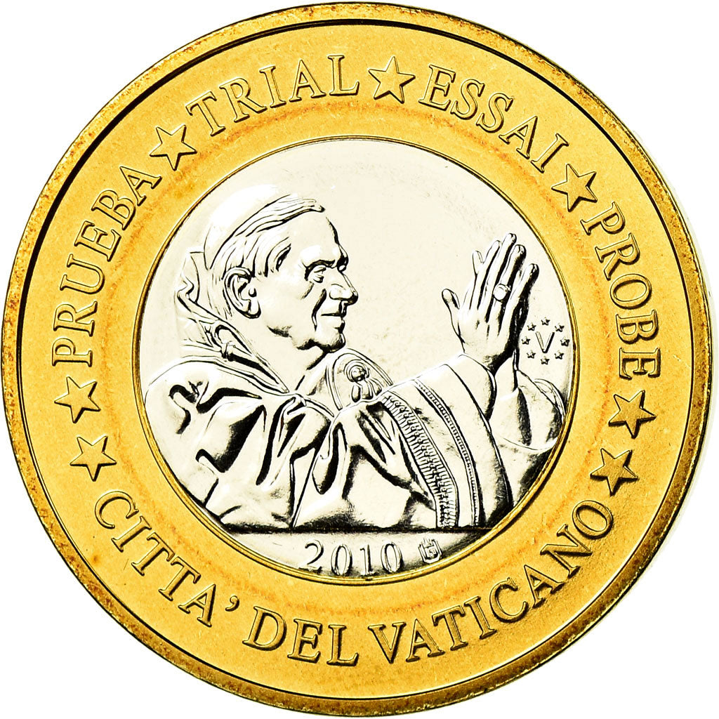 Vatican, Medal, 1 E, Essai-Trial Benoit XVI, 2010, MS(65-70), Bi-Metallic