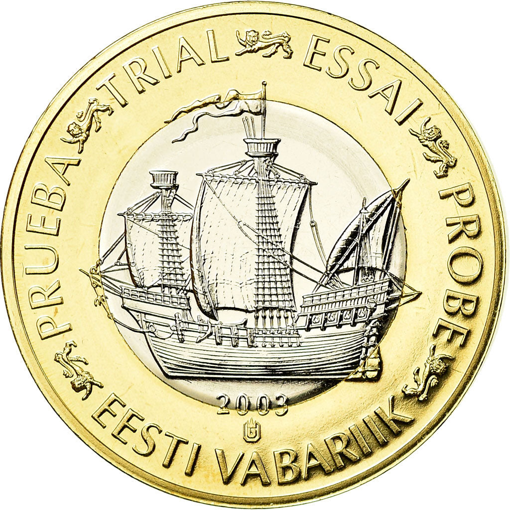 Estonia, Medal, 1 E, Essai-Trial, 2003, MS(65-70), Bi-Metallic