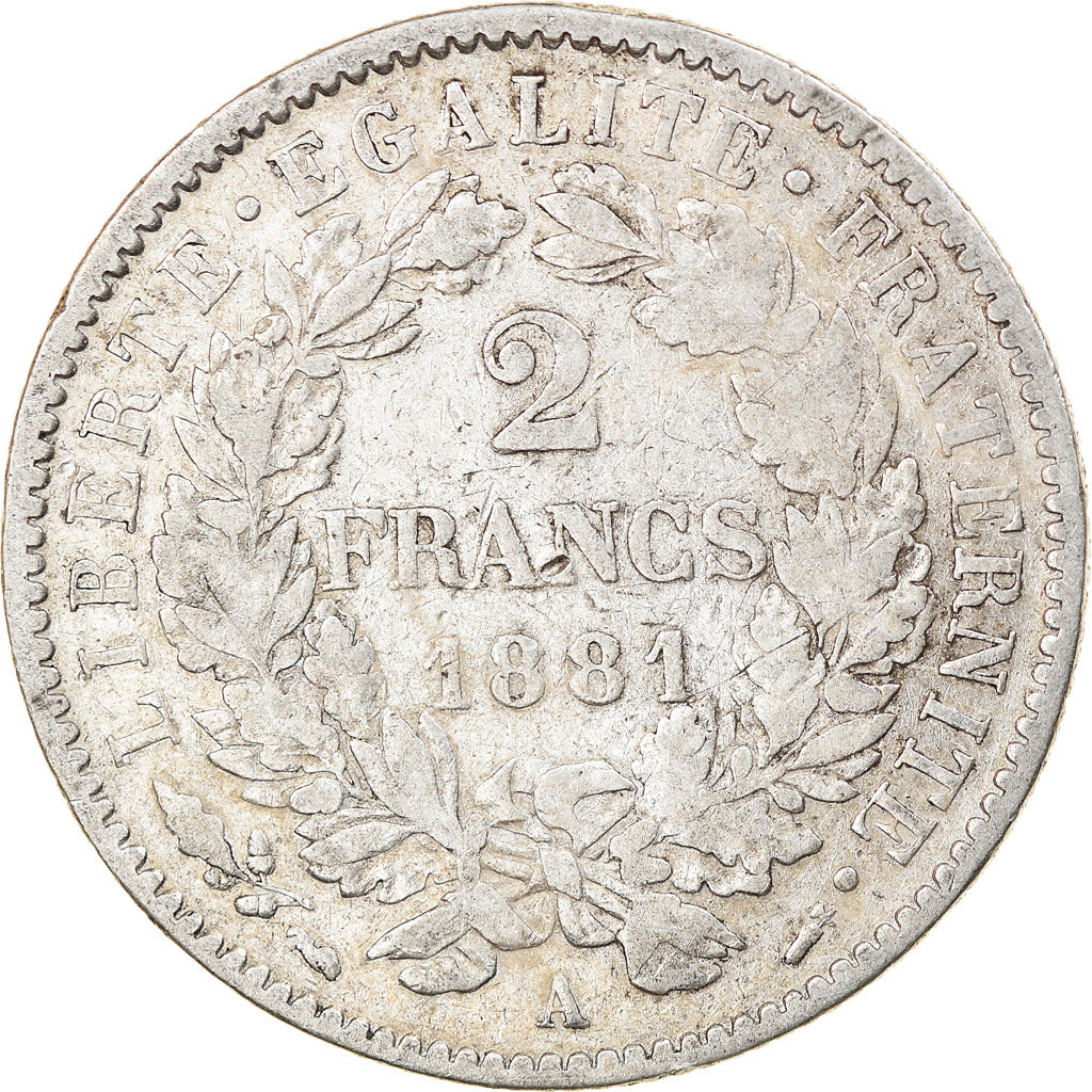 Monnaie, France, Cérès, 2 Francs, 1881, Paris, TB, Argent, Gadoury:530a