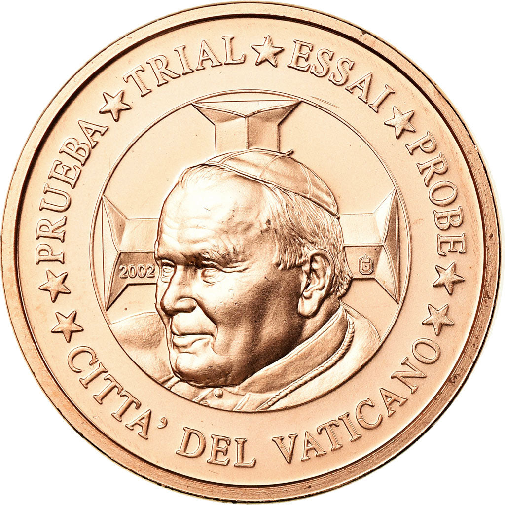 Vaticano, medalla, 5 C, Essai-Trial Jean Paul II, 2002, FDC, Cobre
