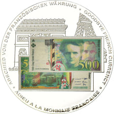 France, Medal, Adieu à la Monnaie Française, 500 Francs Marie Curie