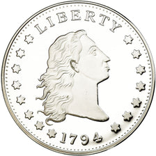 France, Médaille, Reproduction de la Flowing Hair Silver Dollar, FDC, Cuivre