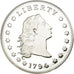 France, Médaille, Reproduction de la Flowing Hair Silver Dollar, FDC, Cuivre