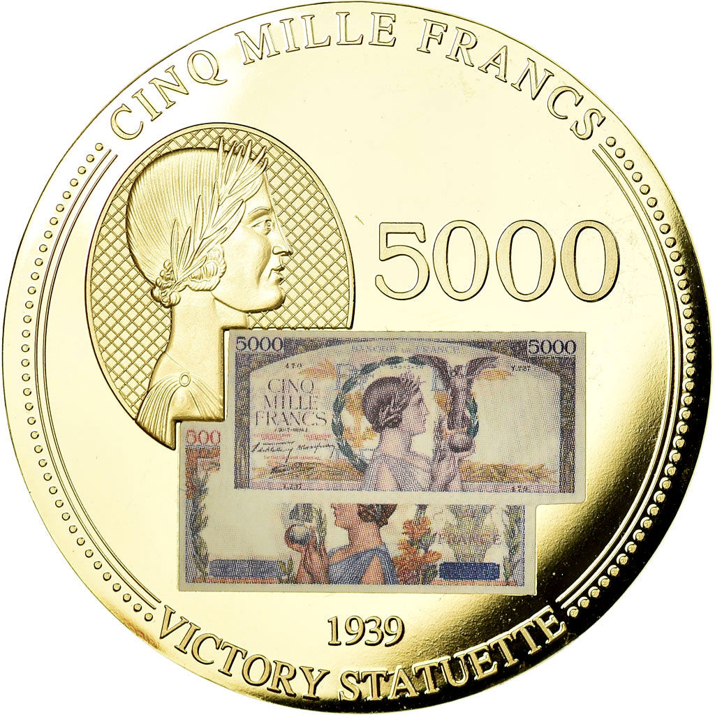 Frankreich, Medaille, Les Anciens Francs, billet de 5000 Francs Victoire, STGL