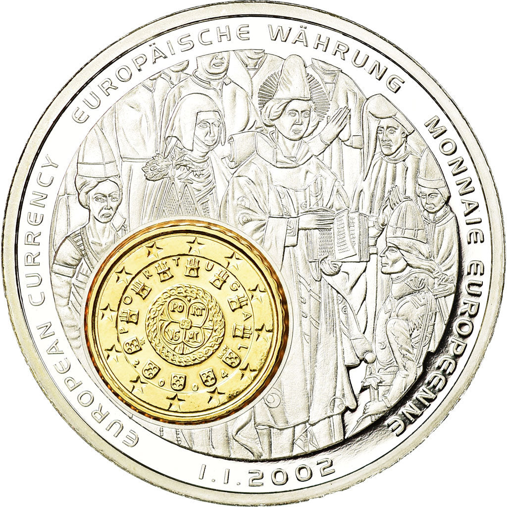 Portugal, Medal, Monnaies européennes, 2002, MS(65-70), Copper Plated Silver