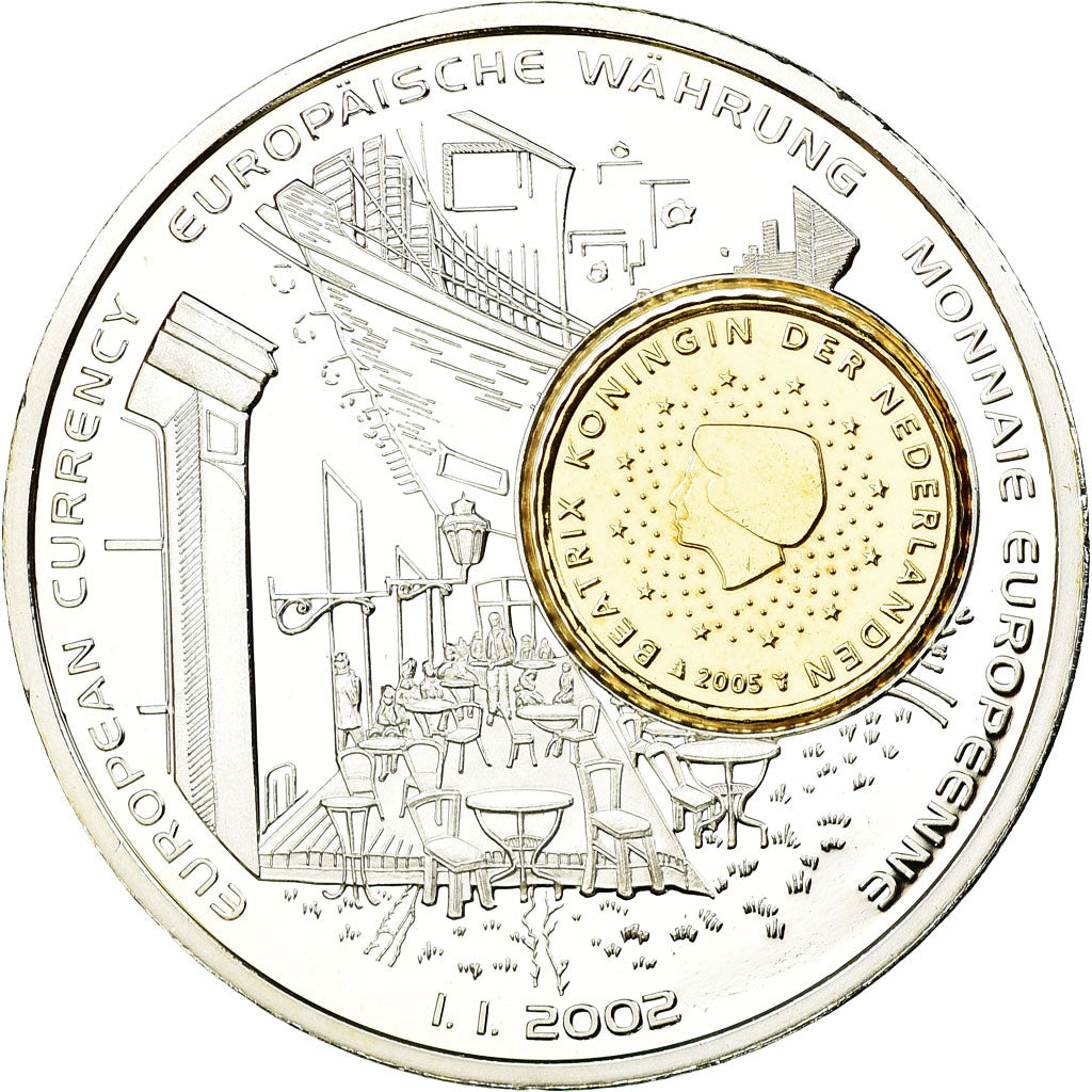 Netherlands, Medal, Monnaies européennes, 2002, MS(65-70), Copper Plated Silver