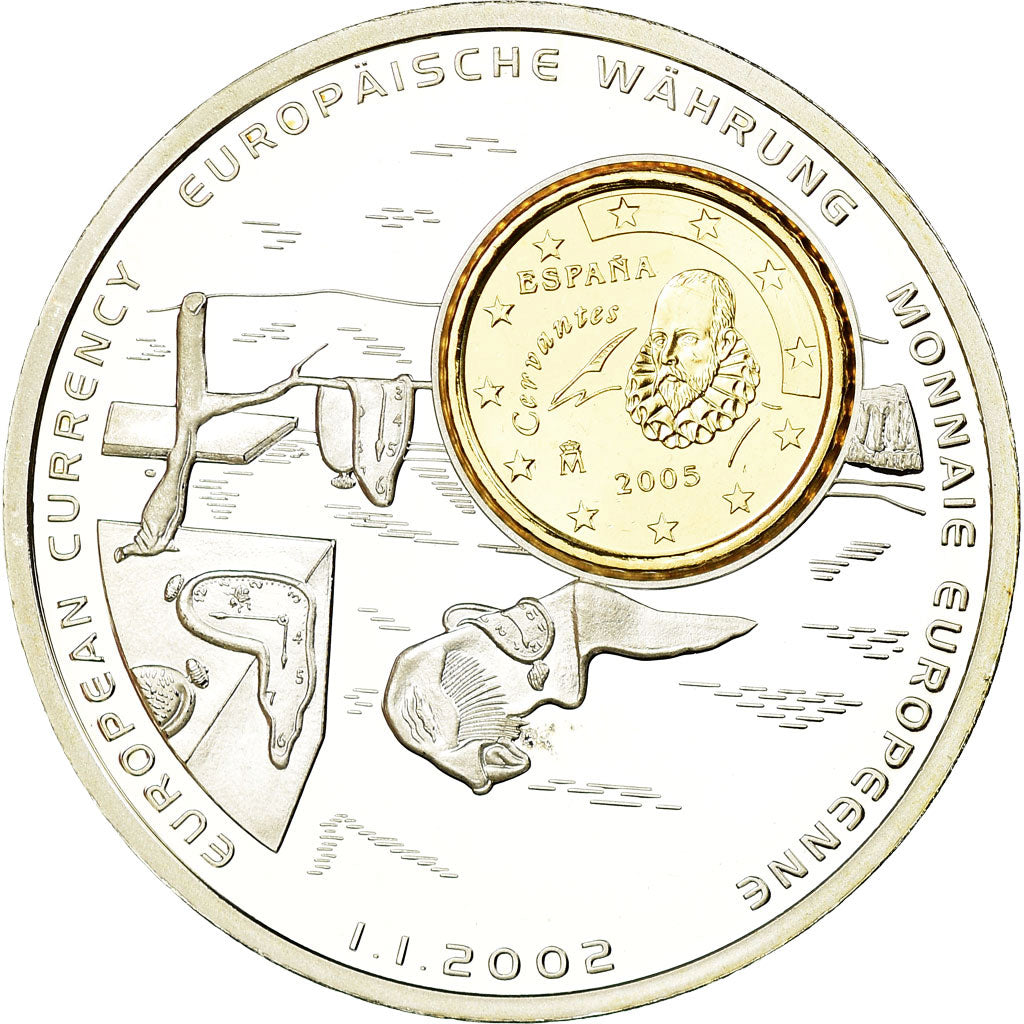 Spain, Medal, Monnaies européennes, 2002, MS(65-70), Copper Plated Silver