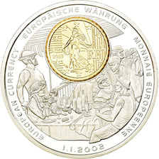 França, Medal, Monnaies européennes, 2002, MS(65-70), Prata Cromada a Cobre