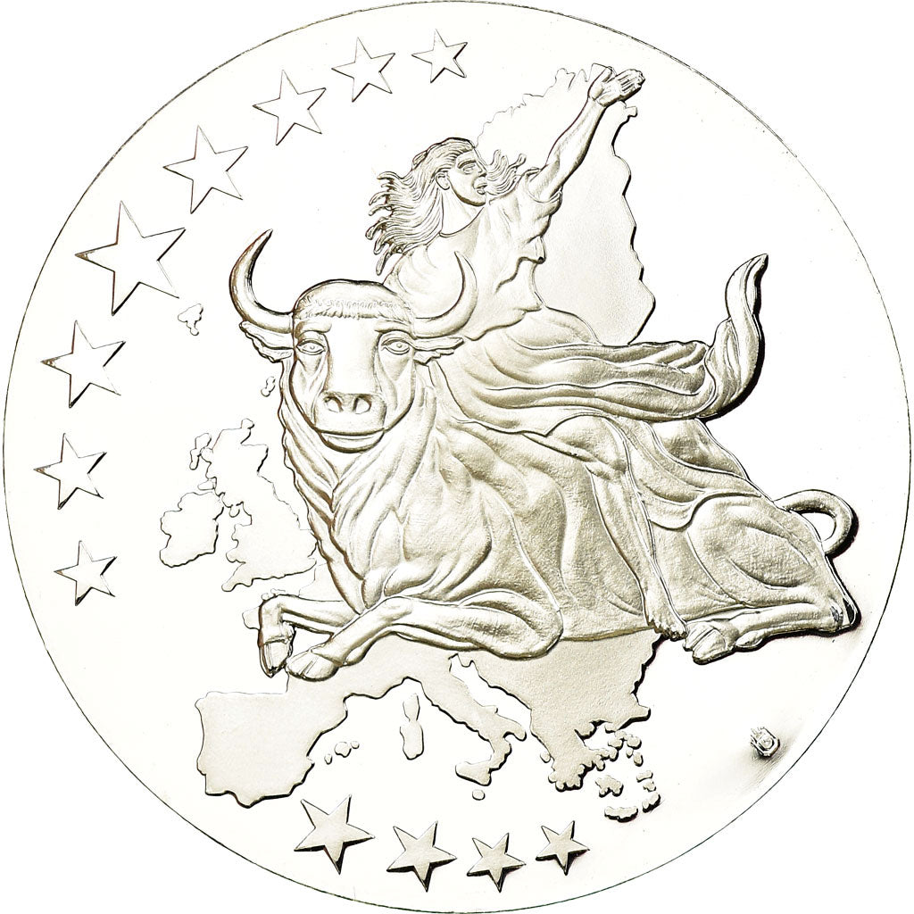 França, Medal, Monnaies européennes, 2002, MS(65-70), Prata Cromada a Cobre