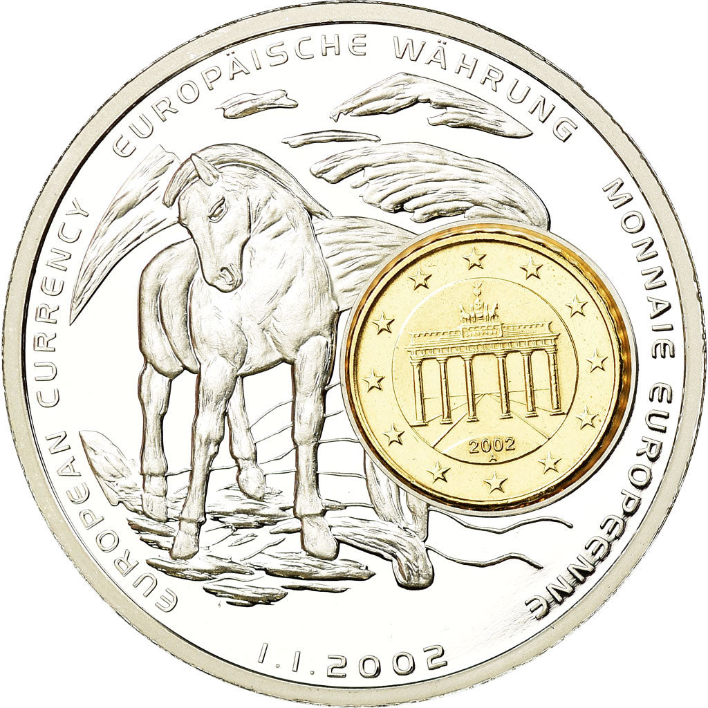 Germany, Medal, Monnaies européennes, 2002, MS(65-70), Copper Plated Silver