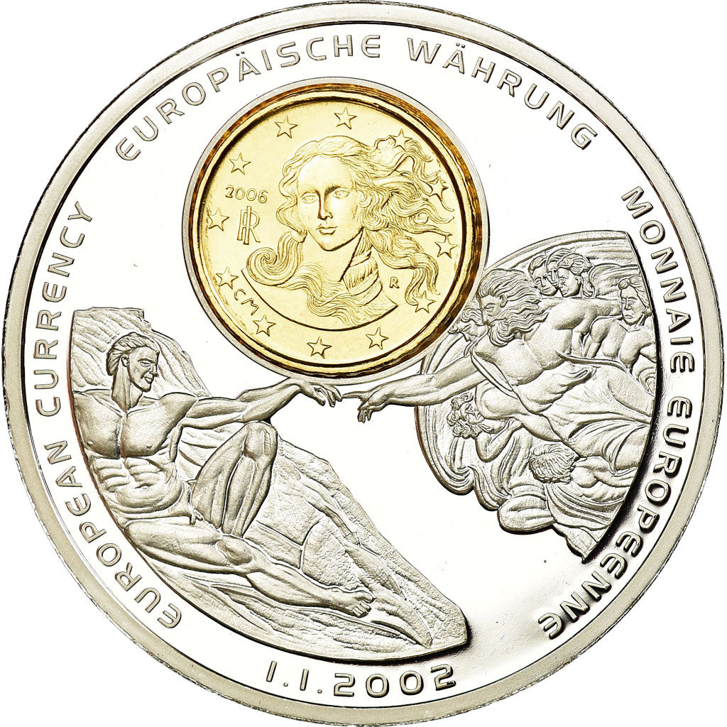 Italy, Medal, Monnaies européennes, 2002, MS(65-70), Copper Plated Silver