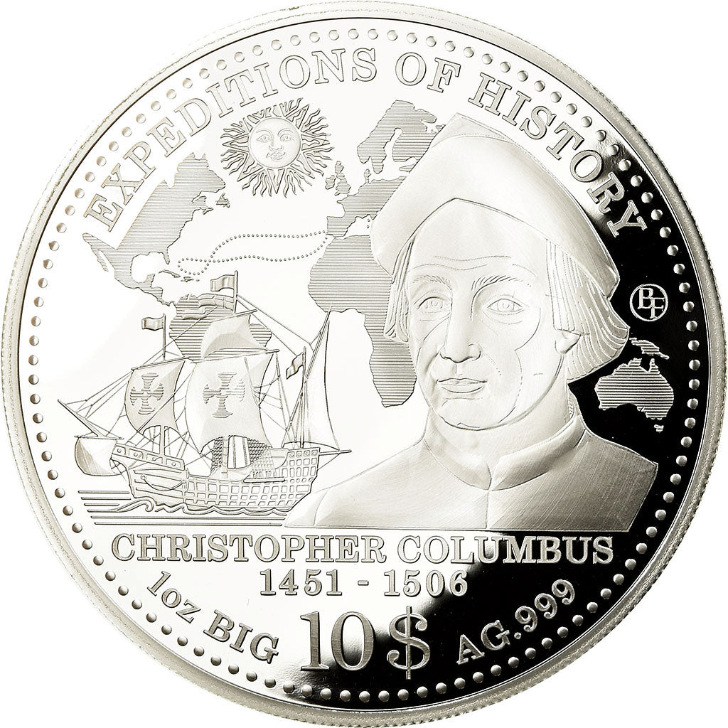 Coin, Solomon Islands, Elizabeth II, Christofer Colombus, 10 Dollars, 2013