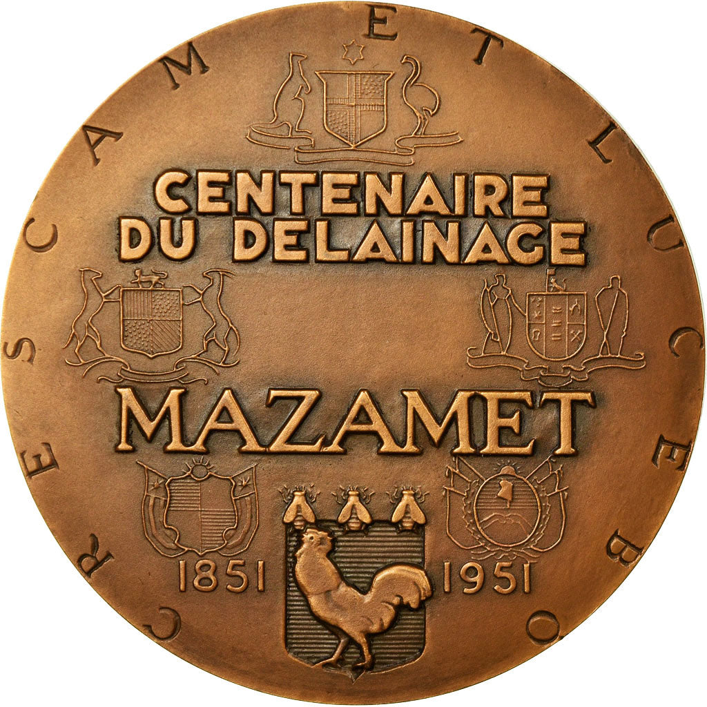 France, Medal, Centenaire du Délainage, Mazamet, 1951, Marcel Renard