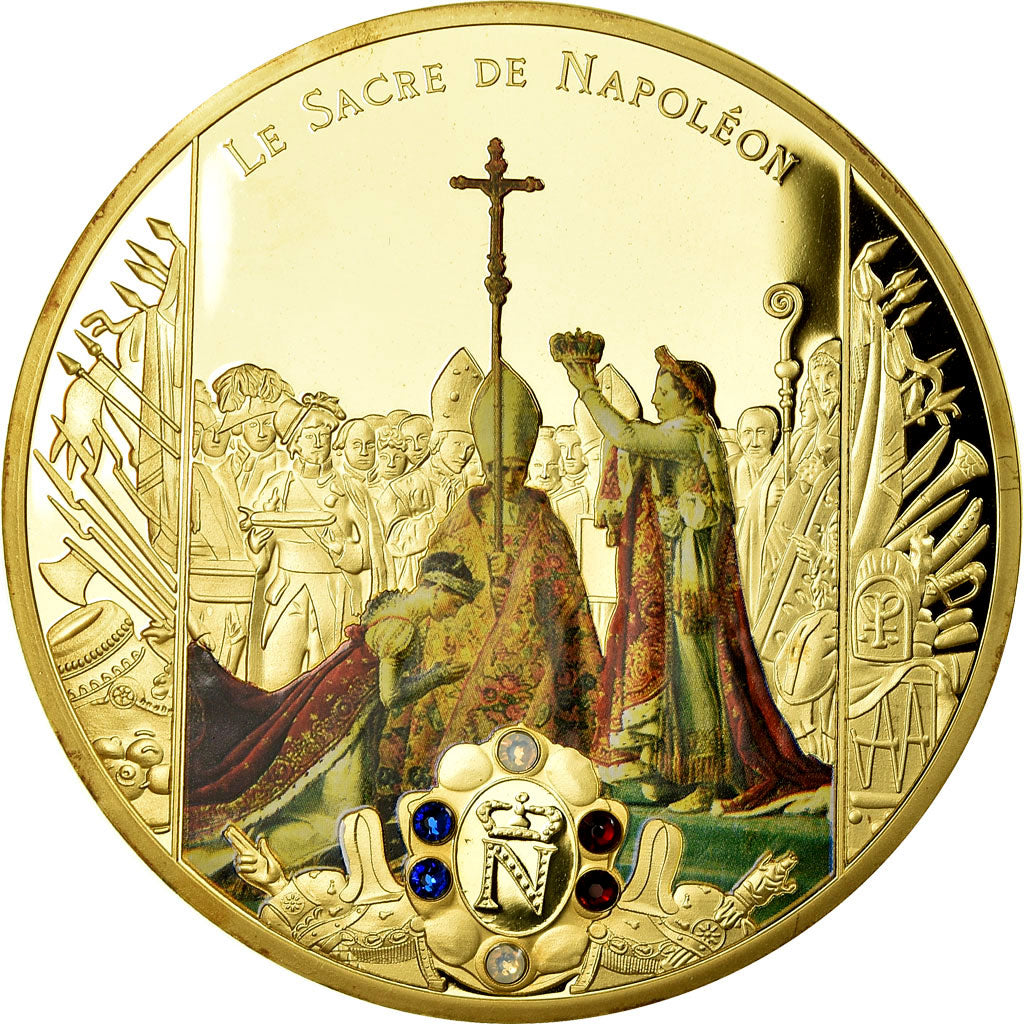 France, Medal, Le sacre de Napoléon Ier par Pie VII, MS(65-70), Copper Gilt