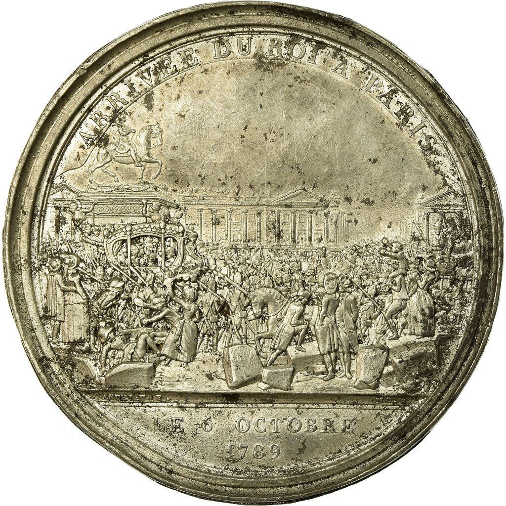 França, Medal, Constitution, Arrivée du Roi à Paris, 1789, Andrieu