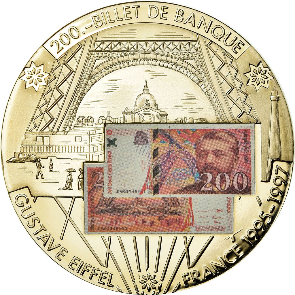 France, Medal, En Mémoire d'une Monnaie,  200 Francs Gustave Eiffel, MS(65-70)