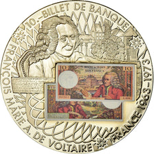France, Medal, En Mémoire d'une Monnaie, 10 Francs Voltaire, MS(65-70), Copper