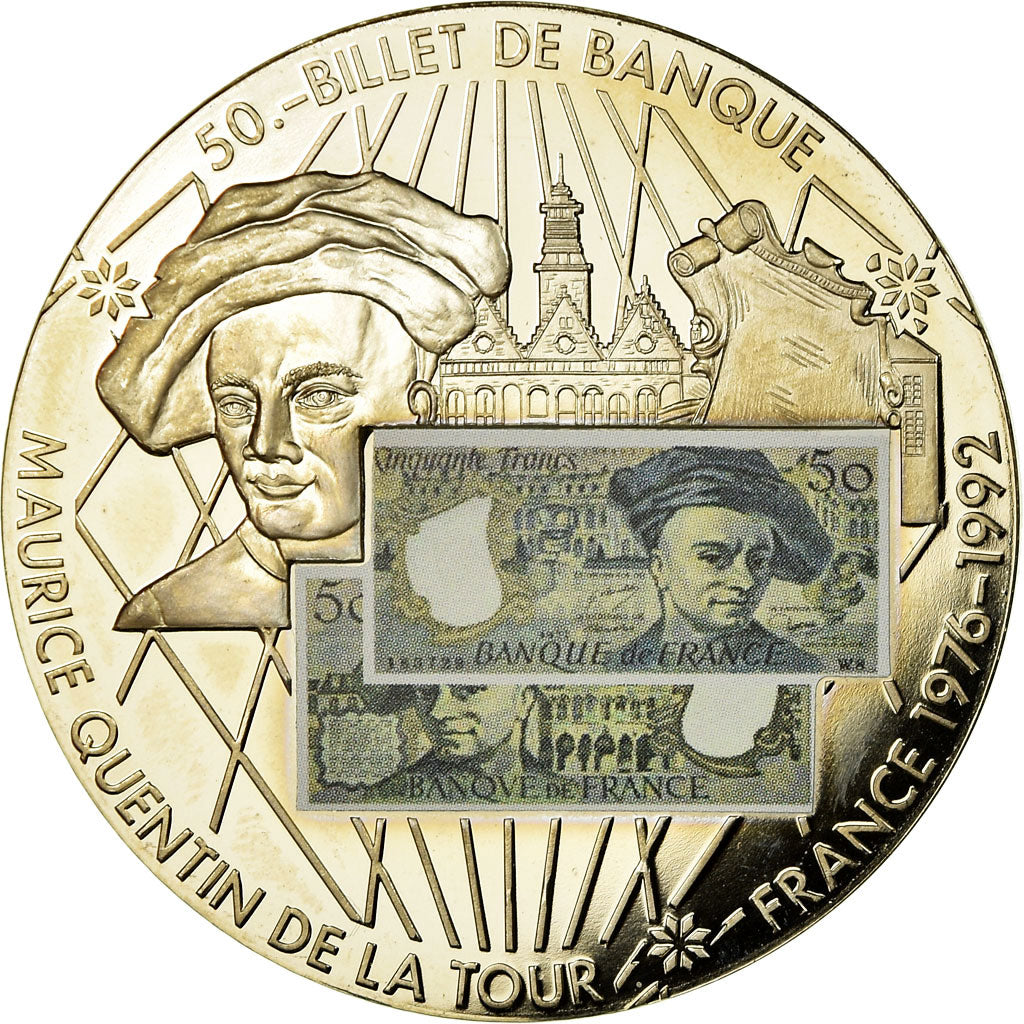 Frankrijk, Medaille, En Mémoire d'une Monnaie, 50 francs Quentin de la Tour