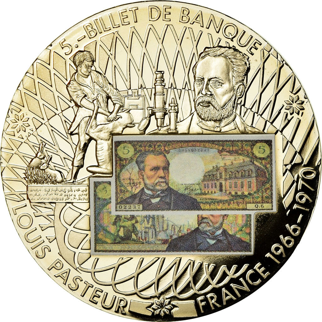 France, Médaille, En Mémoire d'une Monnaie, 5 francs Pasteur, FDC, Cuivre