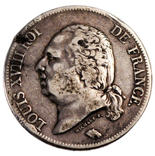 FRANCE, Louis XVIII, 5 Francs, 1822, Paris, KM #711.1, F(12-15), Silver,...
