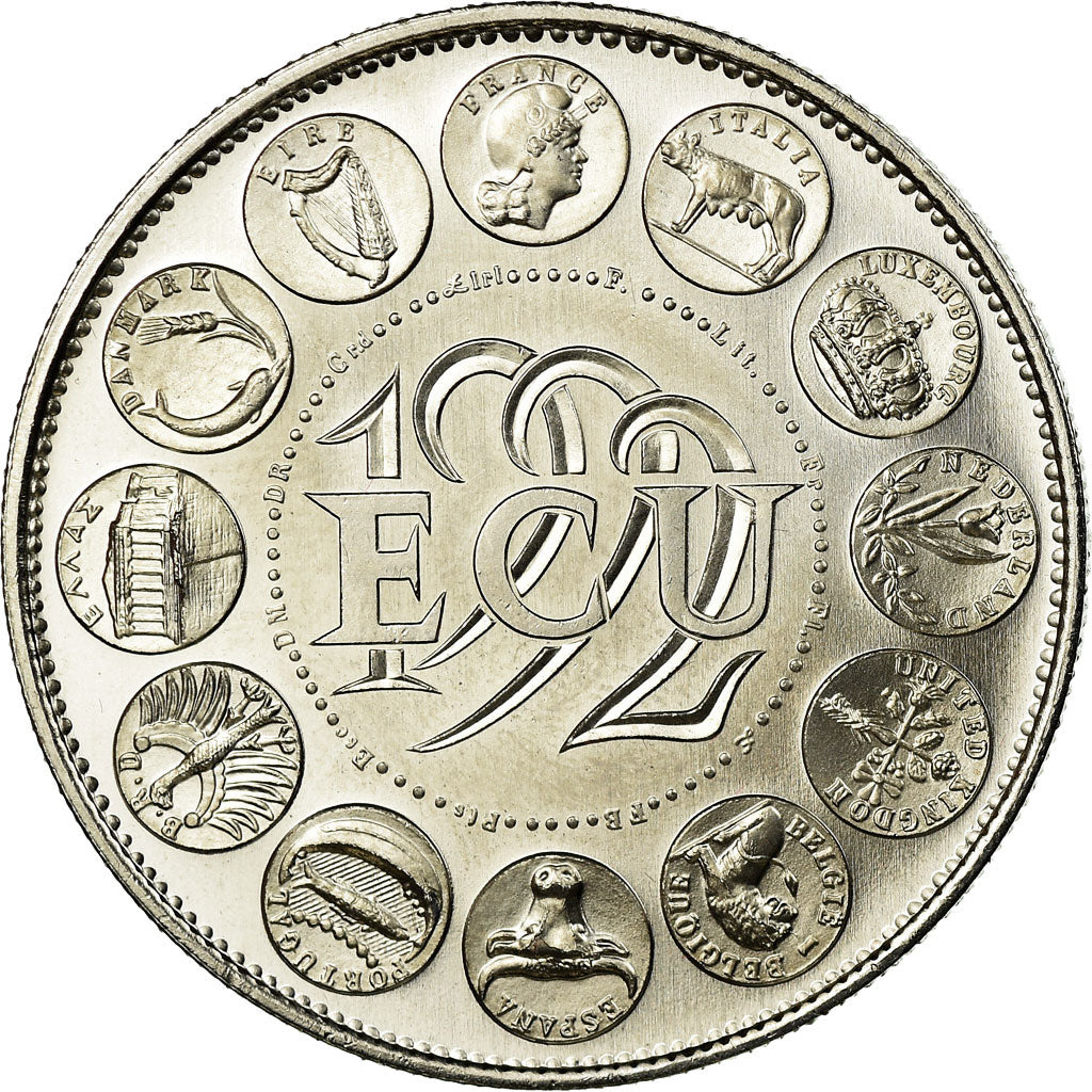 Francia, medaglia, Ecu Europa, Marianne, 1992, Rodier, FDC, Rame-nichel