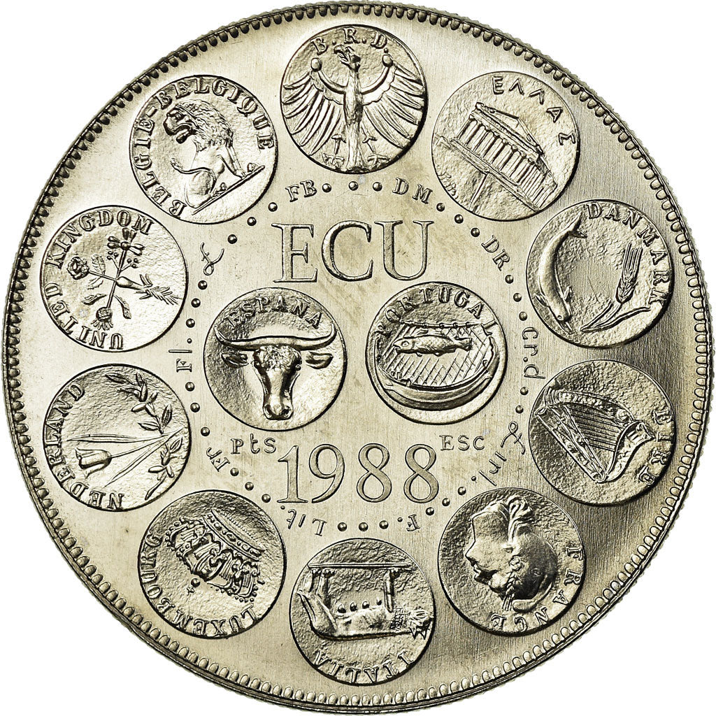 Francia, medaglia, Ecu Europa, Marianne, 1988, Rodier, FDC, Rame-nichel