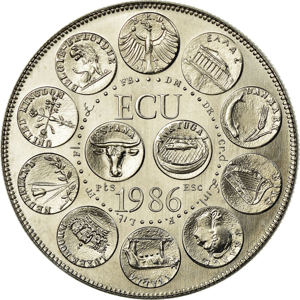 Francia, medalla, Ecu Europa, Marianne, 1986, Rodier, FDC, Cobre - níquel