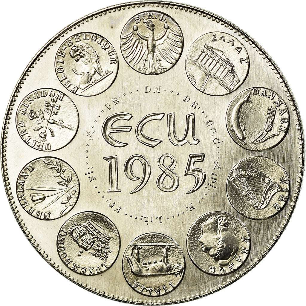 França, Medal, Ecu Europa, Marianne, 1985, Rodier, MS(65-70), Cobre-níquel
