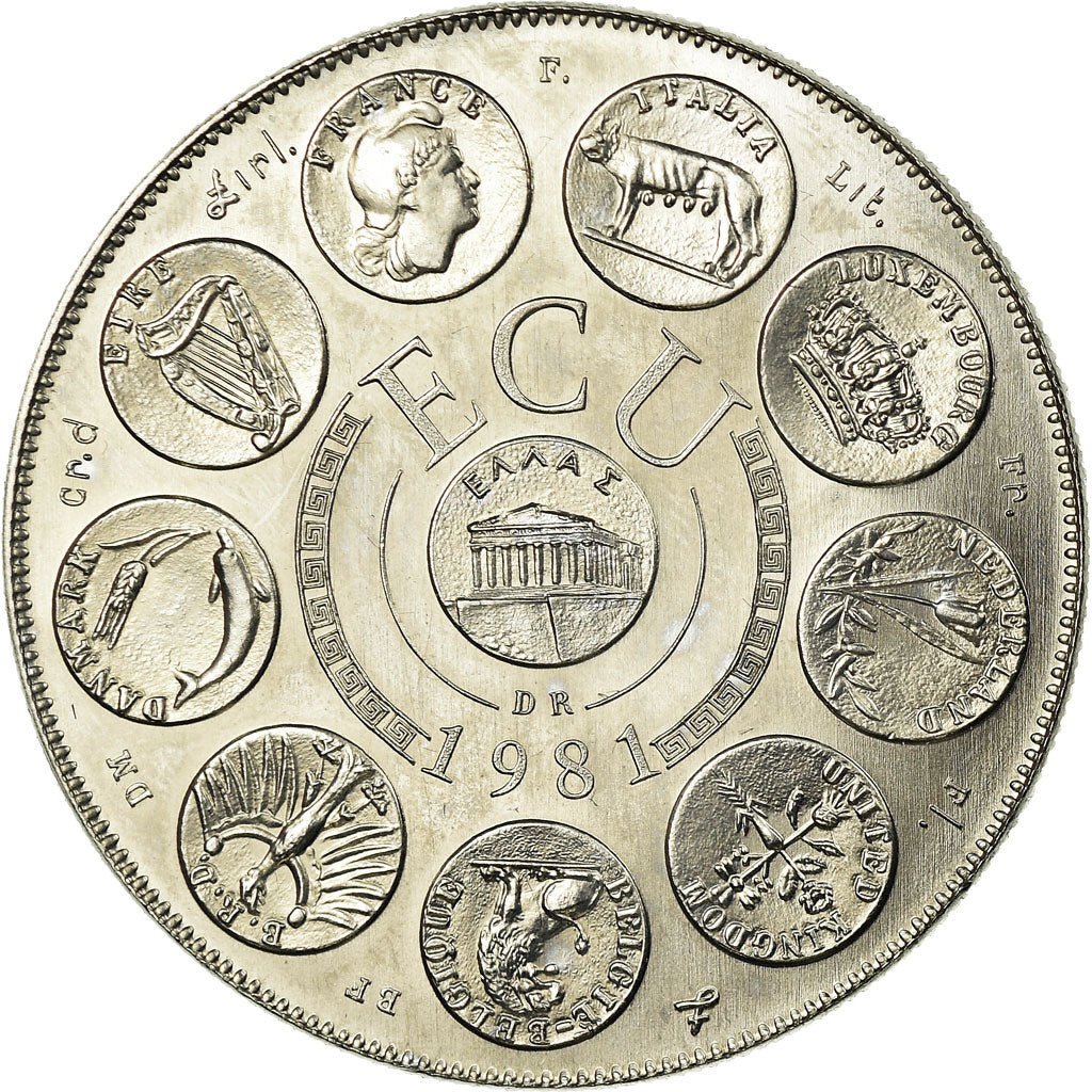 Francja, Medal, Ecu Europa, Europe Assise, 1981, Rodier, MS(65-70)