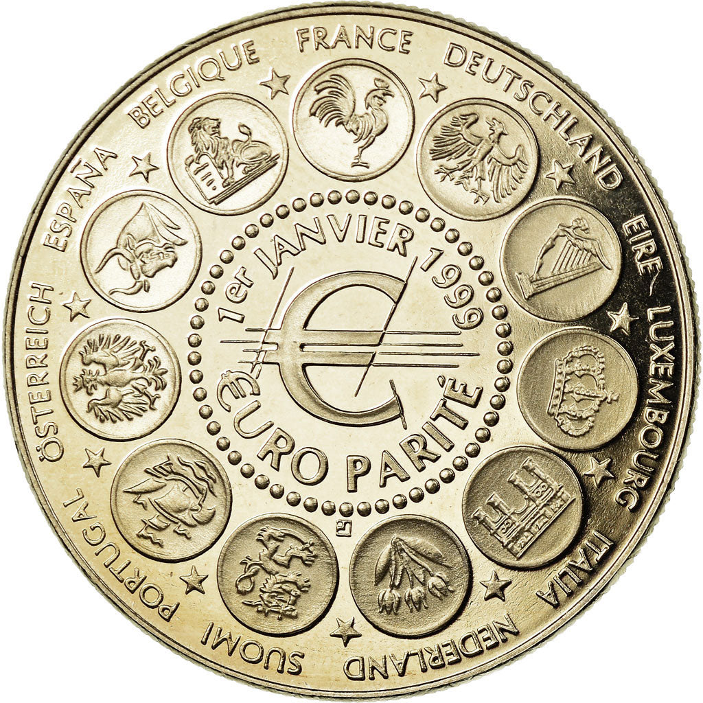 Frankrijk, Medaille, 1er Janvier 1999, Euro Parité, EUROPA, 1999, Jimenez, FDC