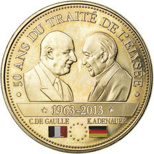 France, Medal, 50 Ans du Traité de l'Elysée, De Gaulle-Adenauer, 2013, MS(64)