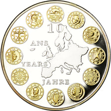 France, Medal, 10 ans de l'Euro, MS(65-70), Copper Plated Silver