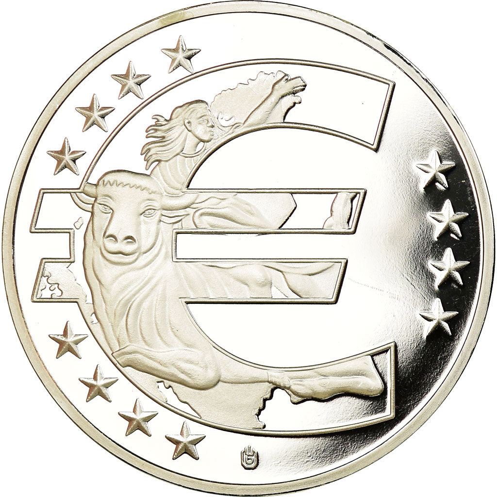 France, Medal, 10 ans de l'Euro, MS(65-70), Copper Plated Silver