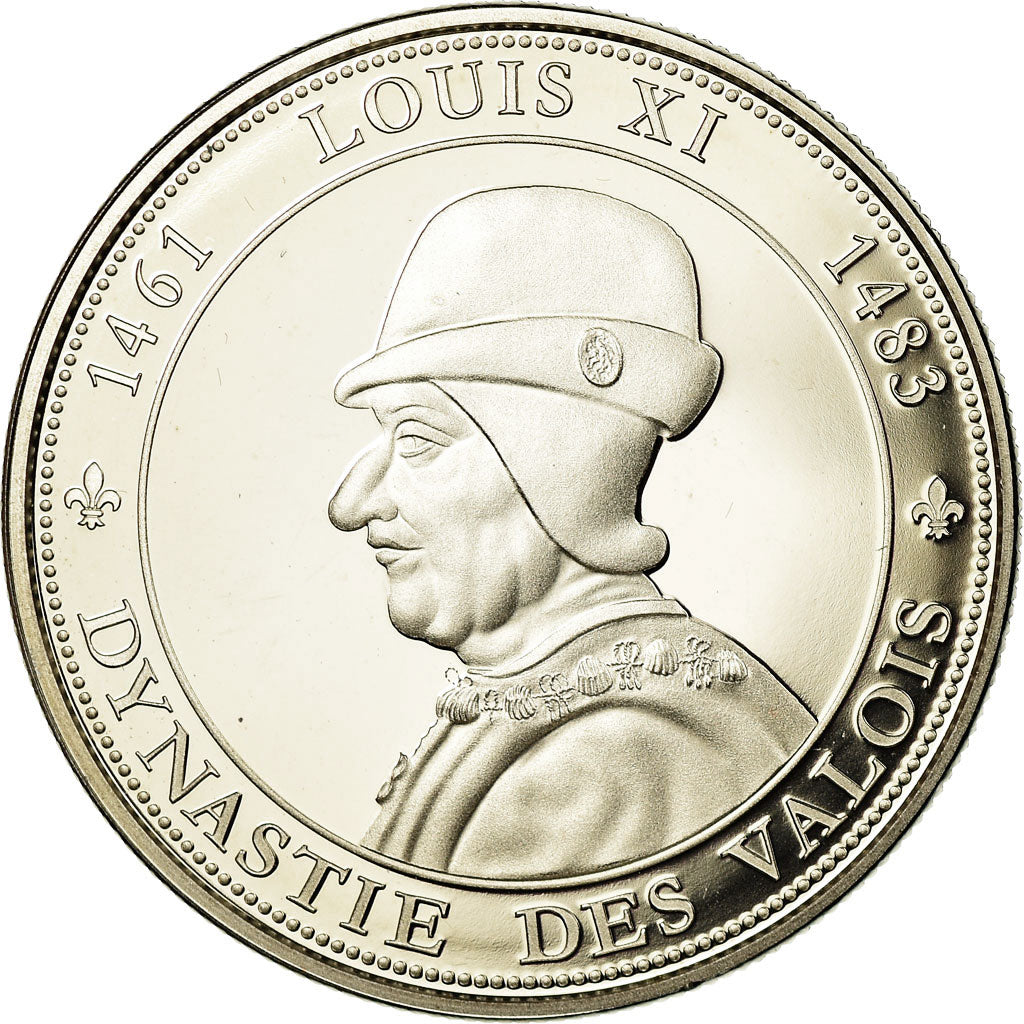 França, Medal, Les Rois de France, Louis XI, MS(65-70), Cobre-níquel