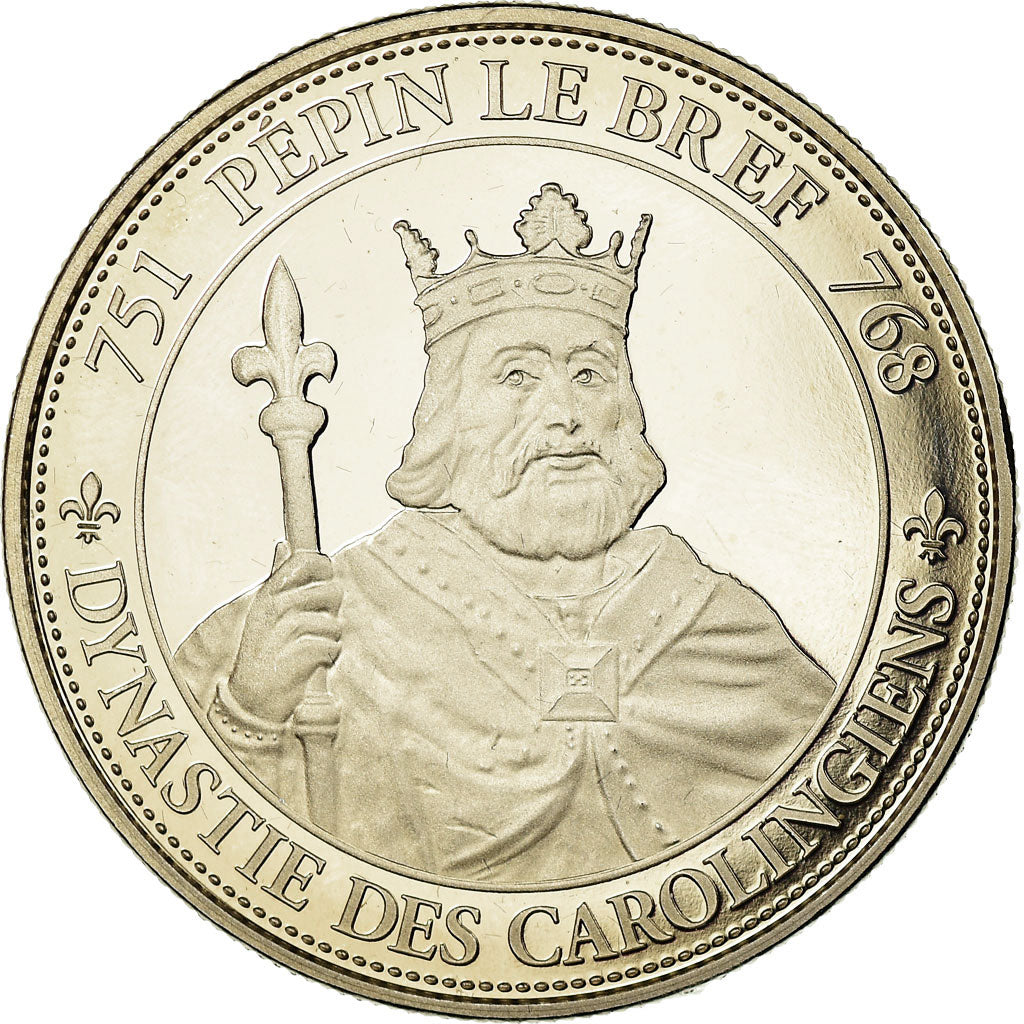 Francia, medalla, Les Rois de France, Pépin le Bref, History, FDC, Cobre -