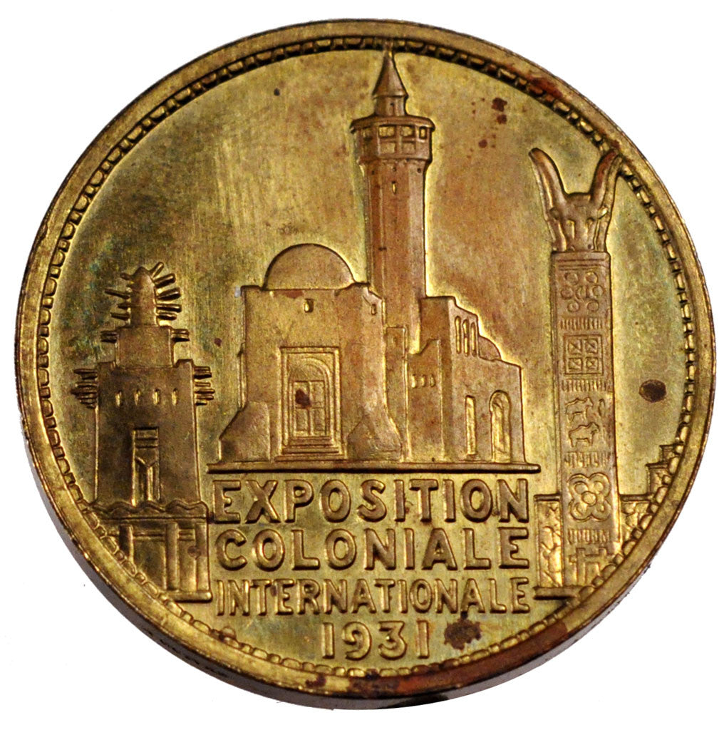 France, Colonial Exhibition, Token, 1931, AU(50-53), Copper, 19.79