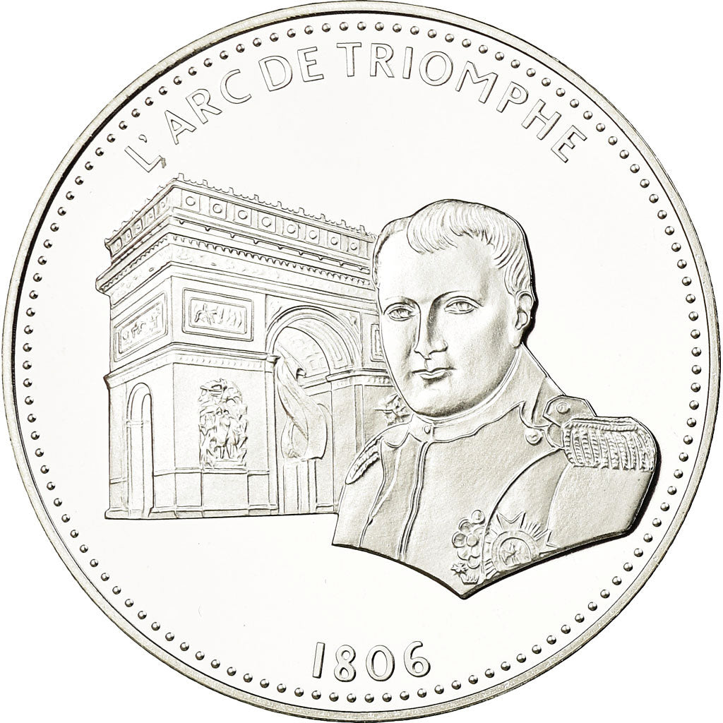 França, Medal, Les Joyaux de Paris, L'Arc de Triomphe, 2014, MS(65-70), Prata