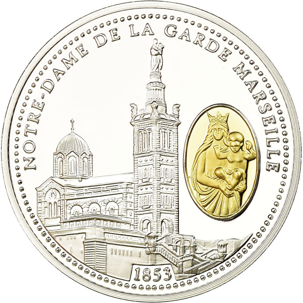 France, Médaille, Provence, Notre-Dame de la Garde Marseille, 2014, FDC, Argent