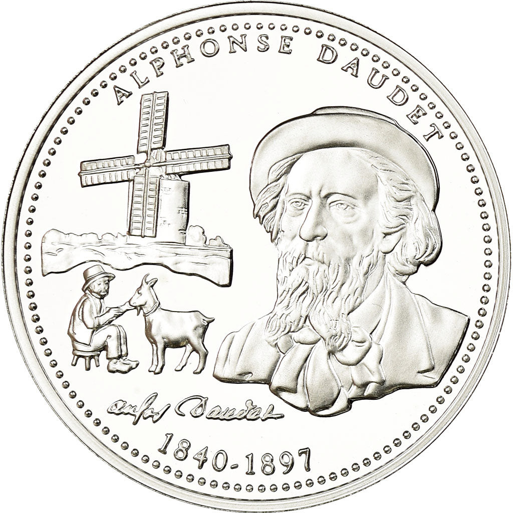 França, Medal, Provence, Alphonse Daudet, MS(65-70), Prata