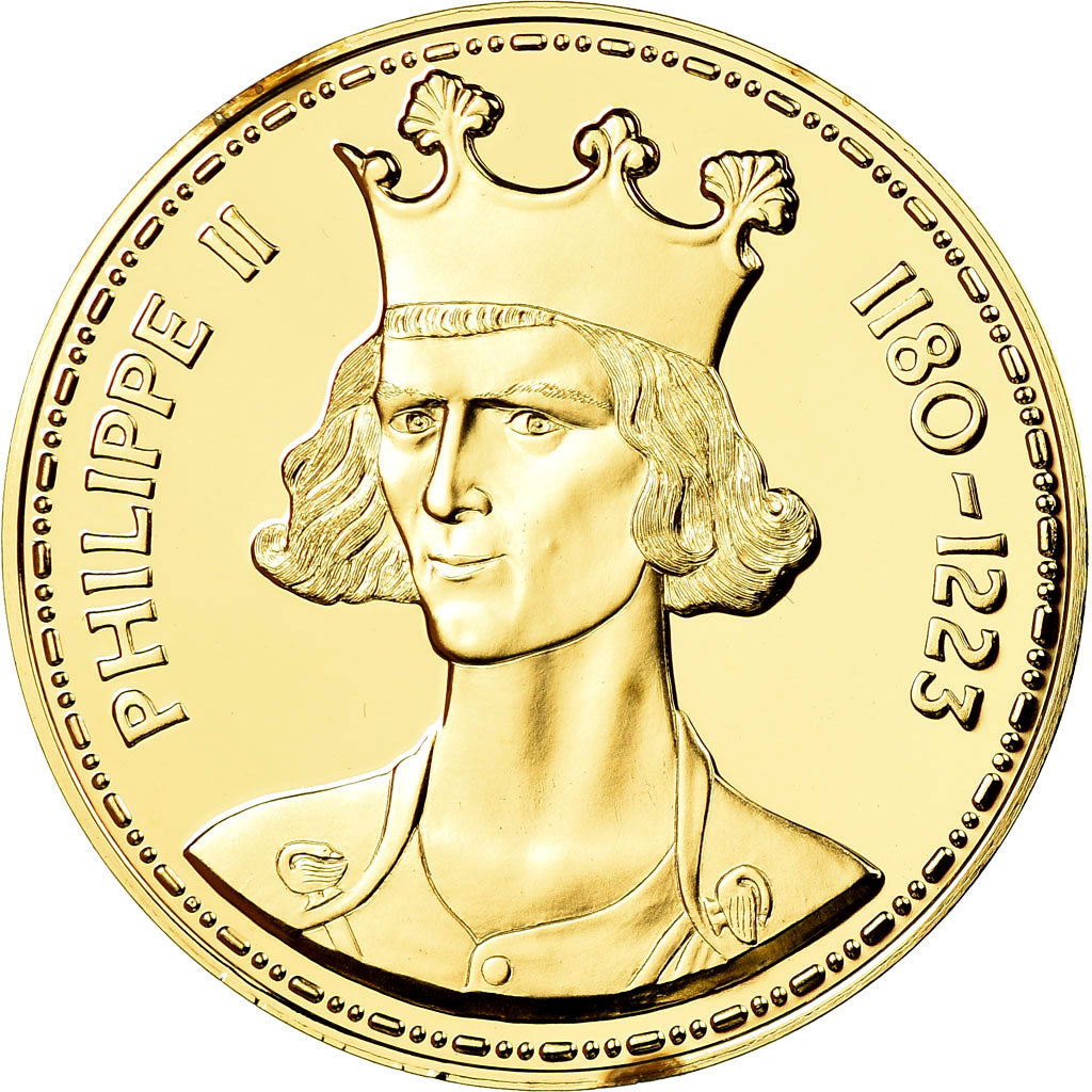 França, Medal, Les Rois de France, Philippe II, História, MS(65-70), Vermeil