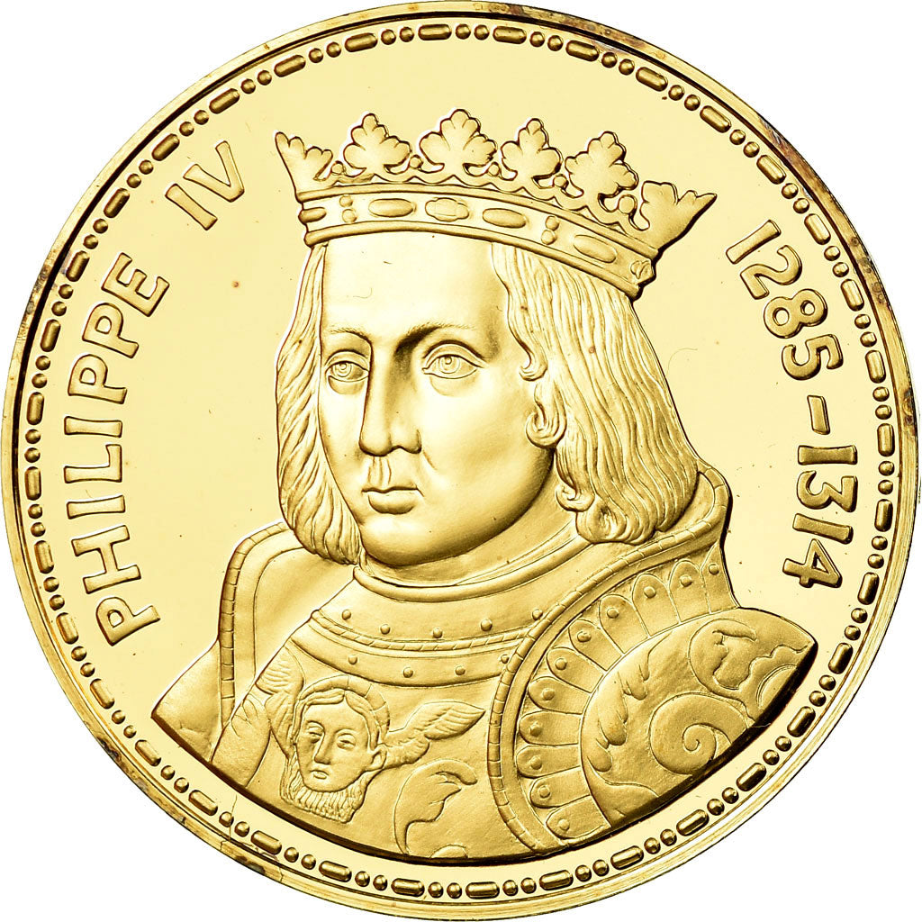 France, Medal, Les Rois de France, Philippe IV, History, MS(65-70), Vermeil