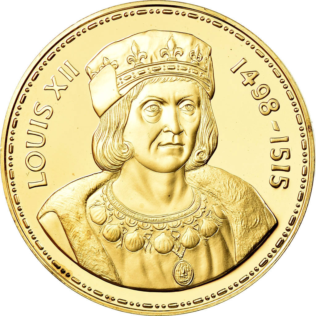 France, Medal, Les Rois de France, Louis XII, History, MS(65-70), Vermeil